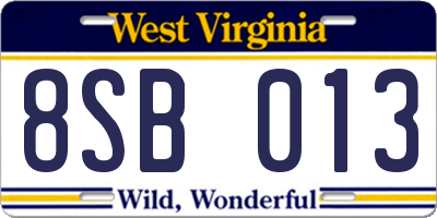 WV license plate 8SB013