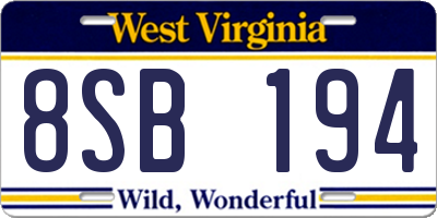 WV license plate 8SB194