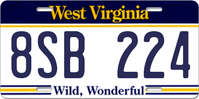 WV license plate 8SB224