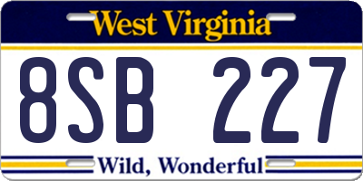 WV license plate 8SB227