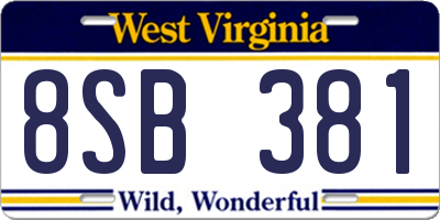 WV license plate 8SB381