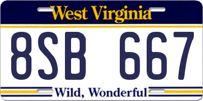 WV license plate 8SB667