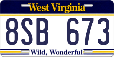 WV license plate 8SB673