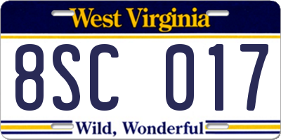 WV license plate 8SC017