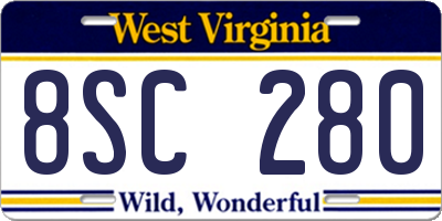 WV license plate 8SC280