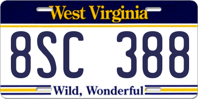 WV license plate 8SC388