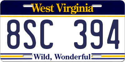 WV license plate 8SC394