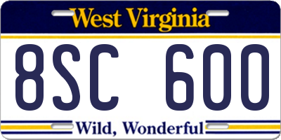 WV license plate 8SC600