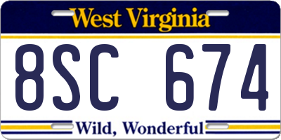 WV license plate 8SC674