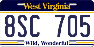 WV license plate 8SC705