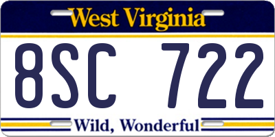 WV license plate 8SC722
