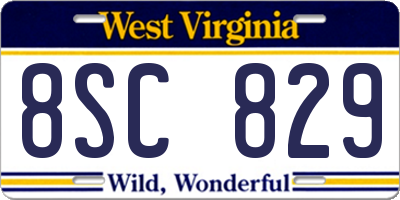 WV license plate 8SC829