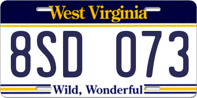 WV license plate 8SD073