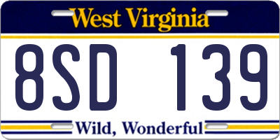 WV license plate 8SD139