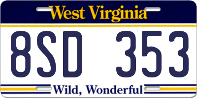 WV license plate 8SD353