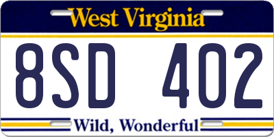 WV license plate 8SD402