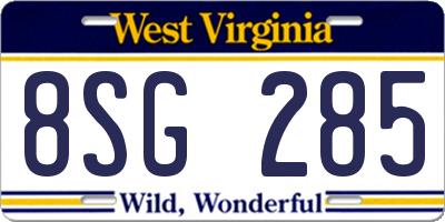WV license plate 8SG285