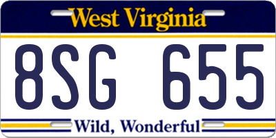 WV license plate 8SG655
