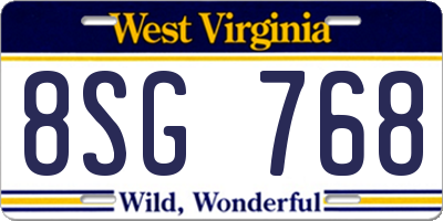 WV license plate 8SG768