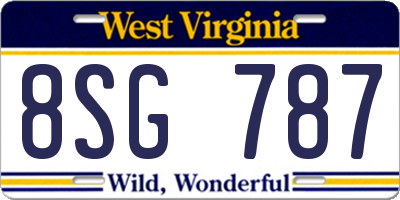 WV license plate 8SG787