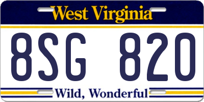 WV license plate 8SG820