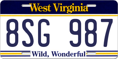WV license plate 8SG987