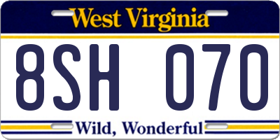 WV license plate 8SH070