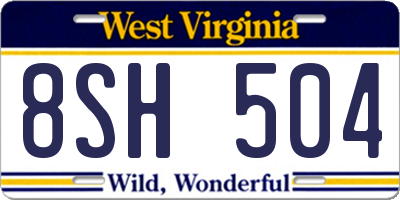 WV license plate 8SH504