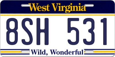 WV license plate 8SH531