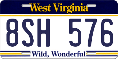 WV license plate 8SH576