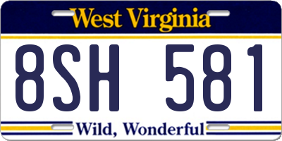 WV license plate 8SH581