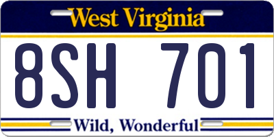 WV license plate 8SH701