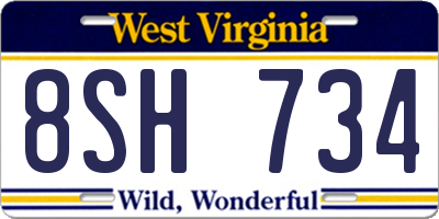 WV license plate 8SH734