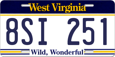 WV license plate 8SI251
