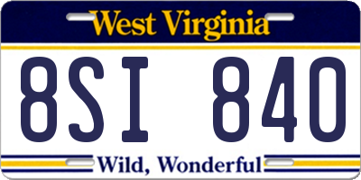 WV license plate 8SI840