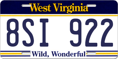 WV license plate 8SI922