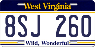 WV license plate 8SJ260