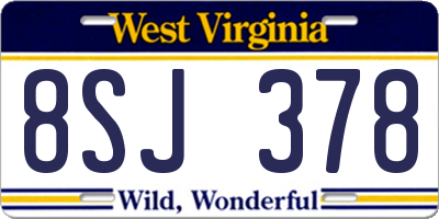WV license plate 8SJ378