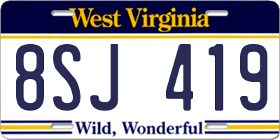 WV license plate 8SJ419