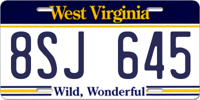 WV license plate 8SJ645