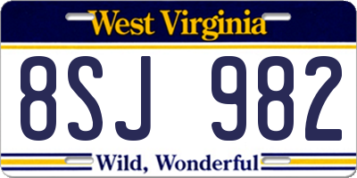 WV license plate 8SJ982