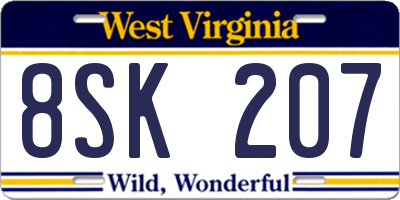 WV license plate 8SK207