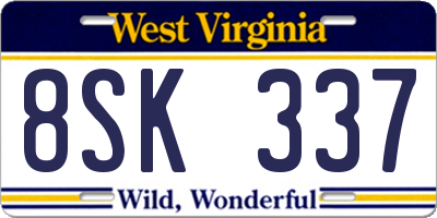WV license plate 8SK337