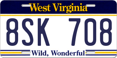 WV license plate 8SK708