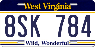 WV license plate 8SK784