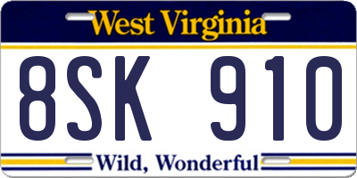 WV license plate 8SK910