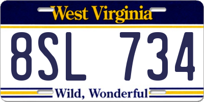 WV license plate 8SL734
