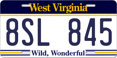 WV license plate 8SL845