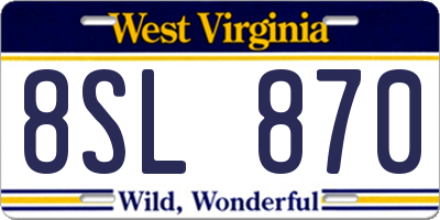 WV license plate 8SL870