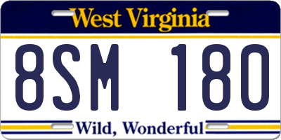 WV license plate 8SM180